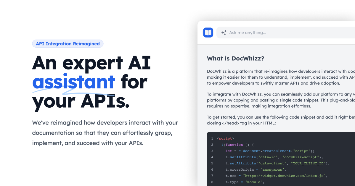 The only AI for Developer Documentation | DocWhizz